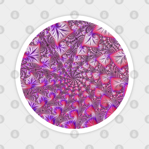 Trippy Funky Colorful Vivid Pink and Purple Spiral Fractal Magnet by Kaleiope_Studio